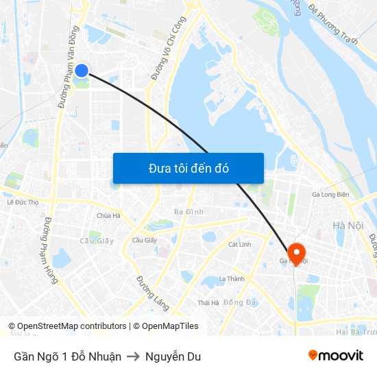 Gần Ngõ 1 Đỗ Nhuận to Nguyễn Du map