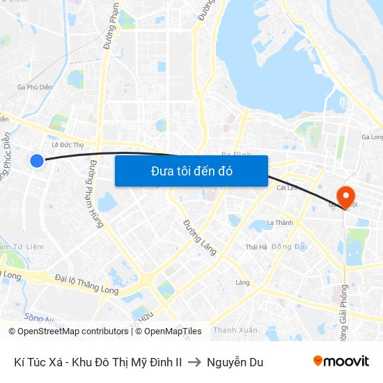 Kí Túc Xá - Khu Đô Thị Mỹ Đình II to Nguyễn Du map