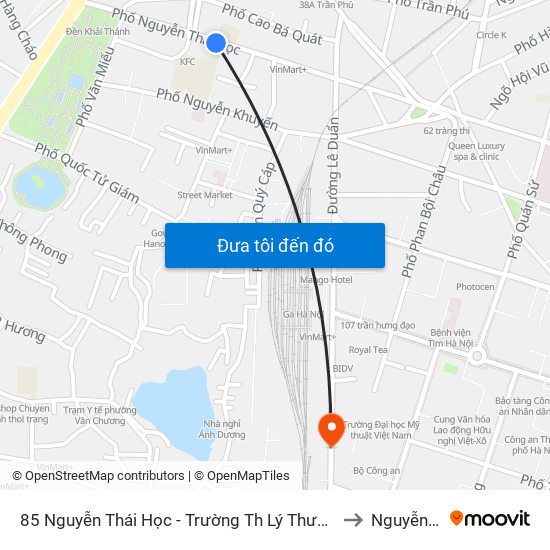 85 Nguyễn Thái Học - Trường Th Lý Thường Kiệt to Nguyễn Du map