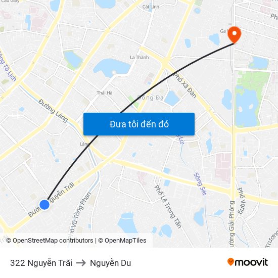 322 Nguyễn Trãi to Nguyễn Du map