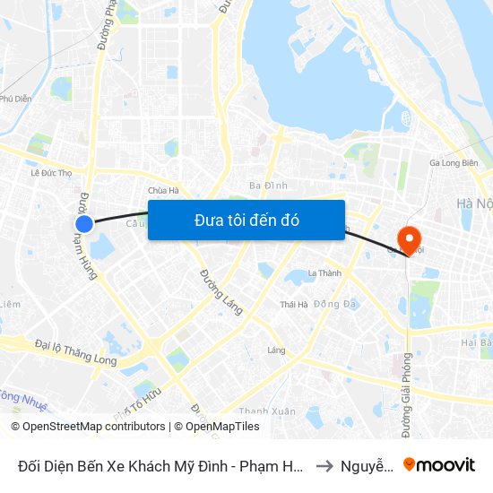 Đối Diện Bến Xe Khách Mỹ Đình - Phạm Hùng (Cột Trước) to Nguyễn Du map