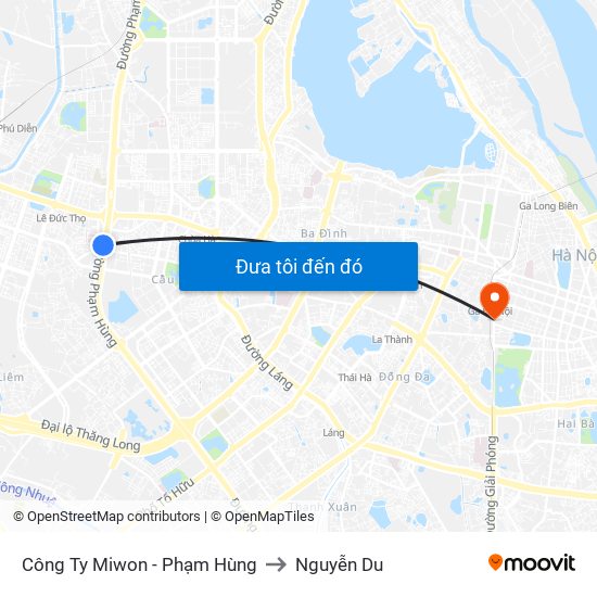 Công Ty Miwon - Phạm Hùng to Nguyễn Du map