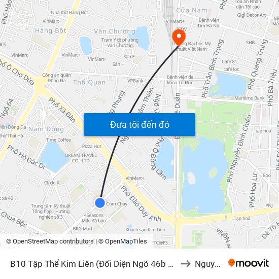 B10 Tập Thể Kim Liên (Đối Diện Ngõ 46b Phạm Ngọc Thạch) to Nguyễn Du map