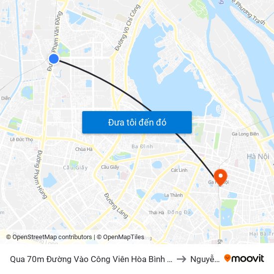 Qua 70m Đường Vào Công Viên Hòa Bình - Phạm Văn Đồng to Nguyễn Du map