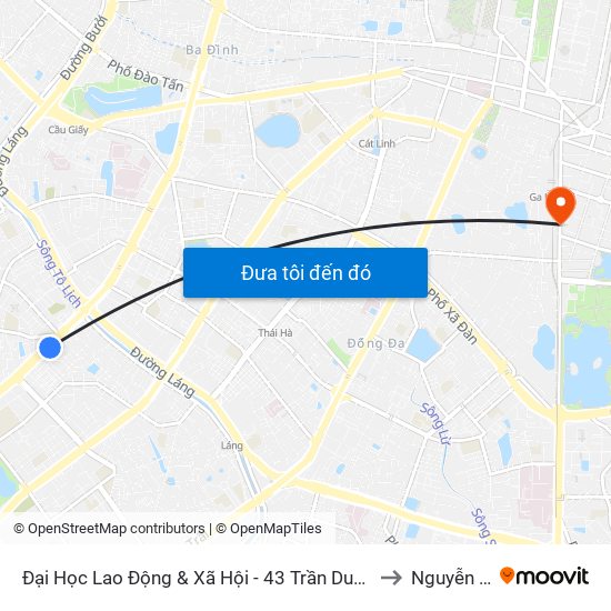 Đại Học Lao Động & Xã Hội - 43 Trần Duy Hưng to Nguyễn Du map