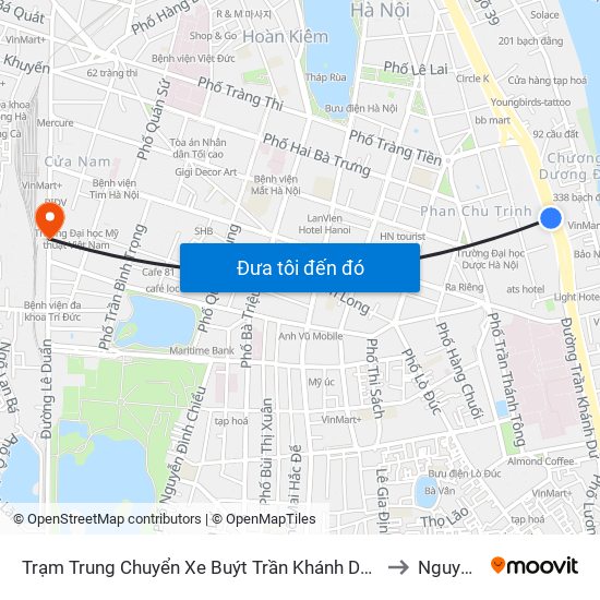 Trạm Trung Chuyển Xe Buýt Trần Khánh Dư (Khu Đón Khách) to Nguyễn Du map