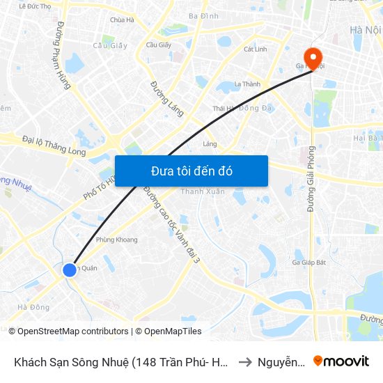 Khách Sạn Sông Nhuệ (148 Trần Phú- Hà Đông) to Nguyễn Du map