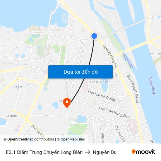 E3.1 Điểm Trung Chuyển Long Biên to Nguyễn Du map