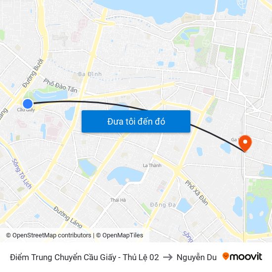 Điểm Trung Chuyển Cầu Giấy - Thủ Lệ 02 to Nguyễn Du map