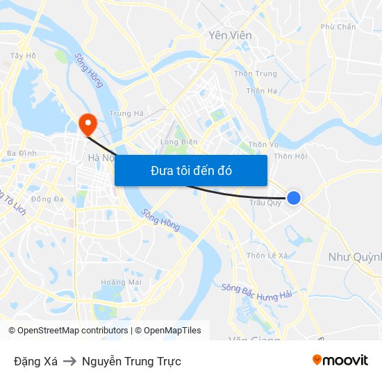 Đặng Xá to Nguyễn Trung Trực map