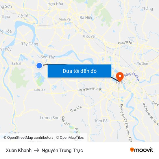 Xuân Khanh to Nguyễn Trung Trực map