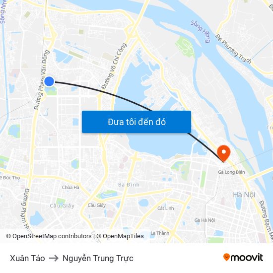 Xuân Tảo to Nguyễn Trung Trực map