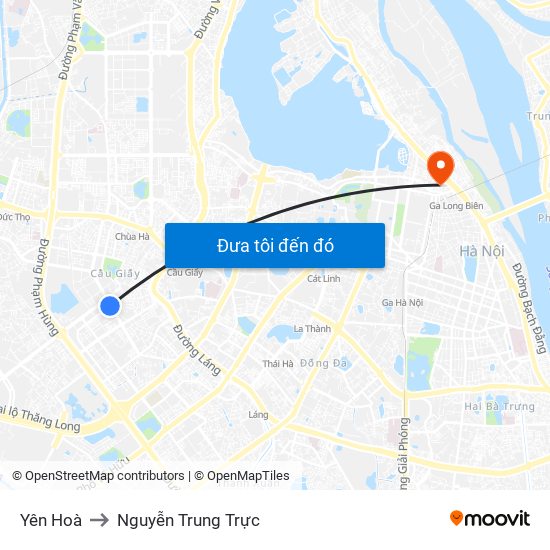 Yên Hoà to Nguyễn Trung Trực map