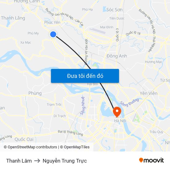 Thanh Lâm to Nguyễn Trung Trực map