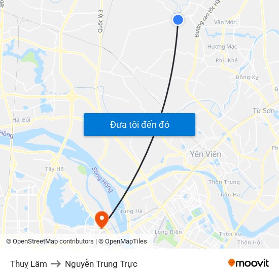 Thuỵ Lâm to Nguyễn Trung Trực map