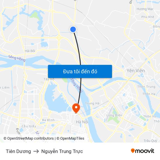 Tiên Dương to Nguyễn Trung Trực map