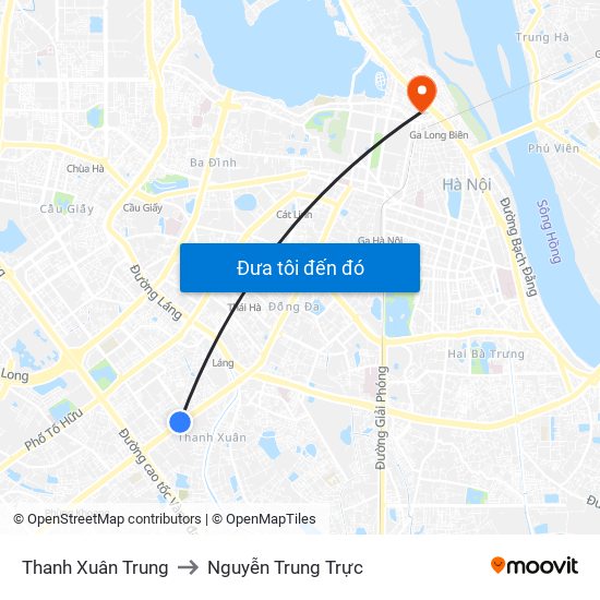 Thanh Xuân Trung to Nguyễn Trung Trực map