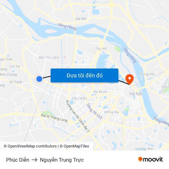 Phúc Diễn to Nguyễn Trung Trực map