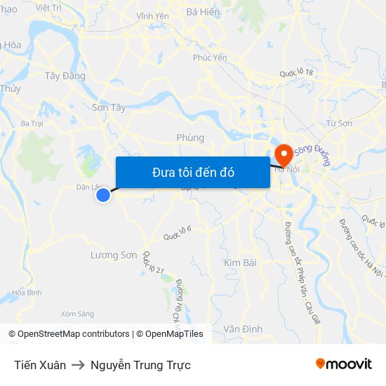 Tiến Xuân to Nguyễn Trung Trực map