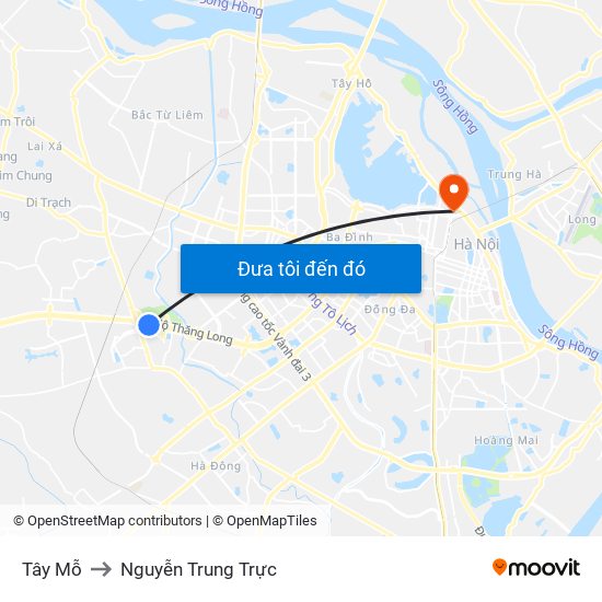 Tây Mỗ to Nguyễn Trung Trực map