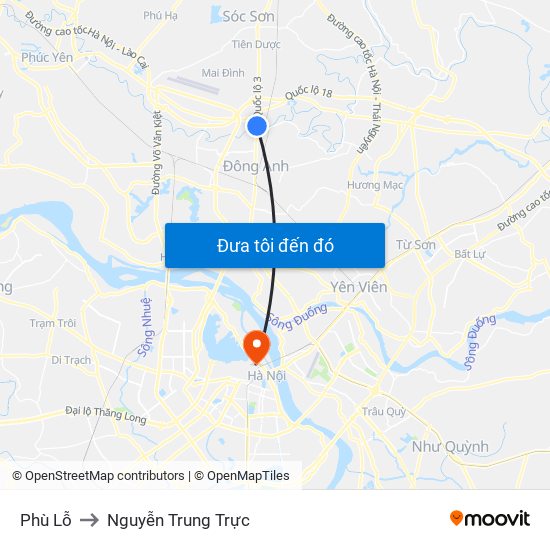 Phù Lỗ to Nguyễn Trung Trực map