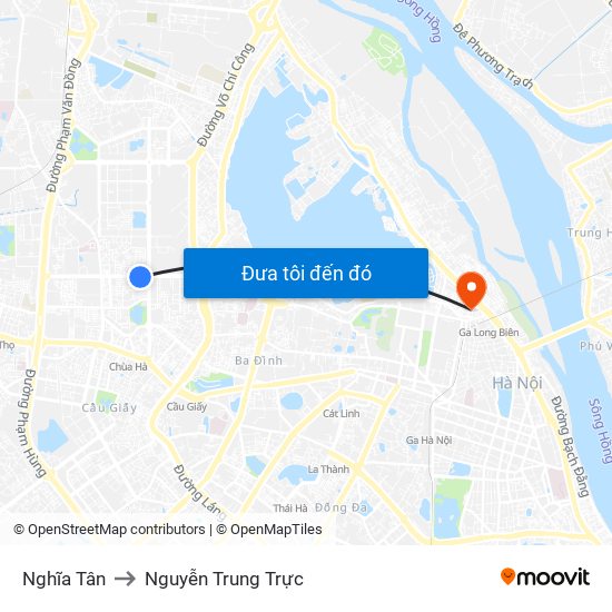 Nghĩa Tân to Nguyễn Trung Trực map
