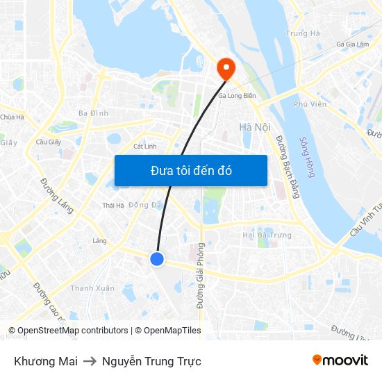 Khương Mai to Nguyễn Trung Trực map