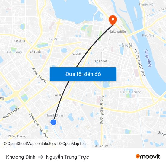 Khương Đình to Nguyễn Trung Trực map