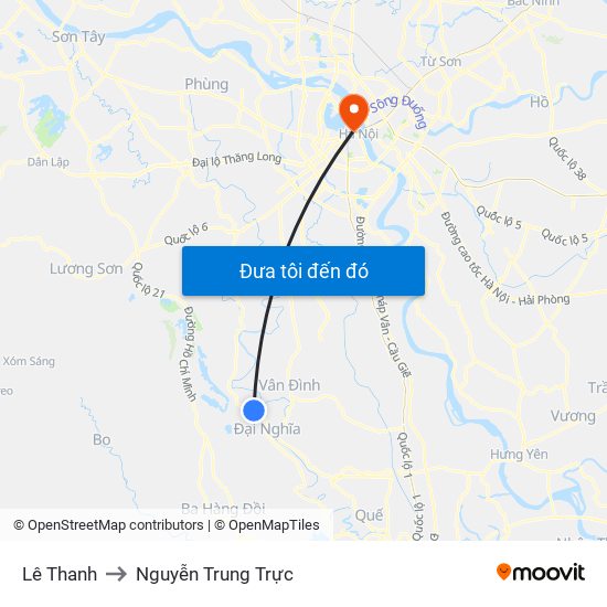 Lê Thanh to Nguyễn Trung Trực map