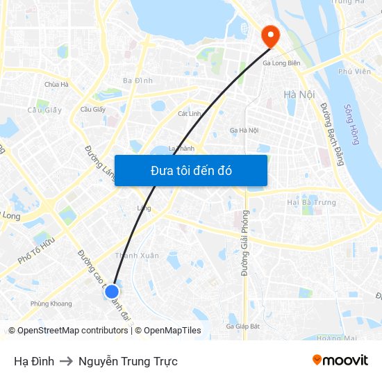 Hạ Đình to Nguyễn Trung Trực map