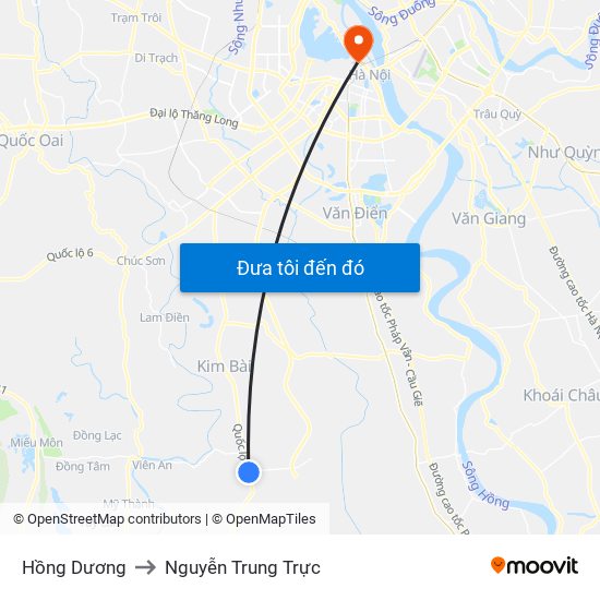 Hồng Dương to Nguyễn Trung Trực map