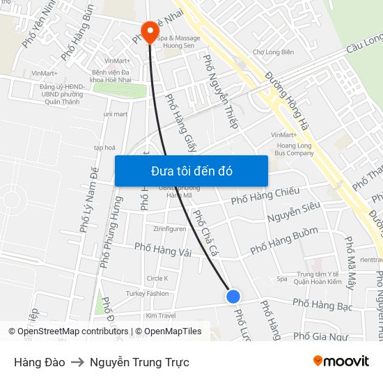 Hàng Đào to Nguyễn Trung Trực map