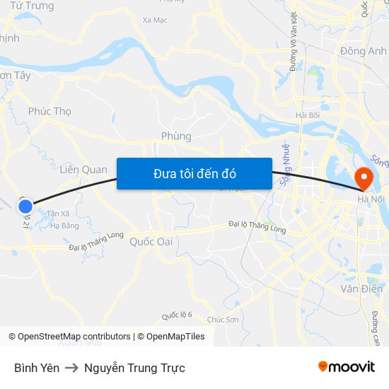 Bình Yên to Nguyễn Trung Trực map