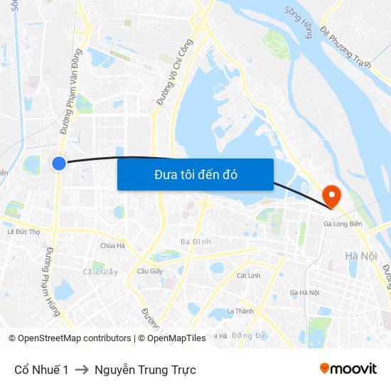 Cổ Nhuế 1 to Nguyễn Trung Trực map