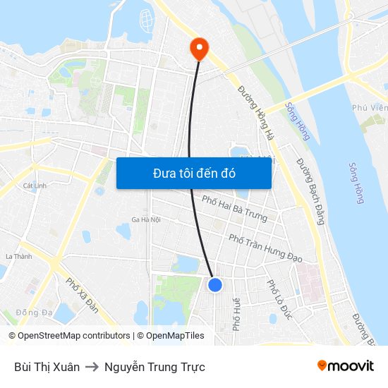 Bùi Thị Xuân to Nguyễn Trung Trực map