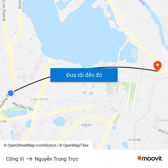 Cống Vị to Nguyễn Trung Trực map