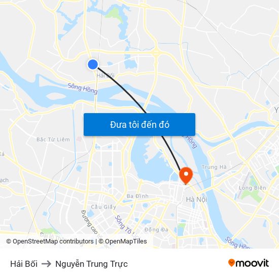 Hải Bối to Nguyễn Trung Trực map