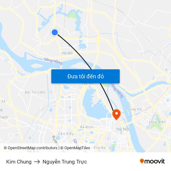 Kim Chung to Nguyễn Trung Trực map