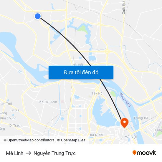 Mê Linh to Nguyễn Trung Trực map