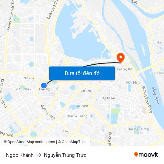 Ngọc Khánh to Nguyễn Trung Trực map