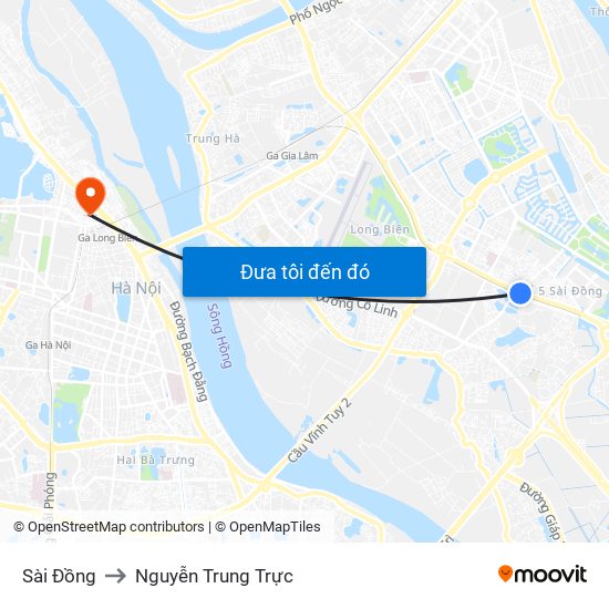 Sài Đồng to Nguyễn Trung Trực map