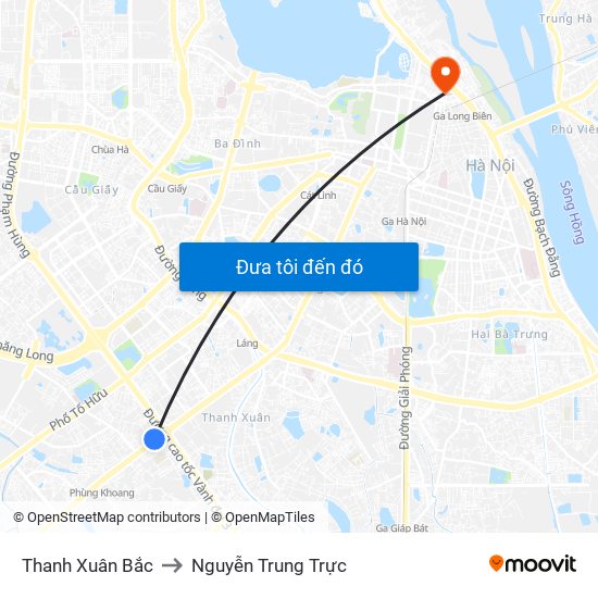 Thanh Xuân Bắc to Nguyễn Trung Trực map