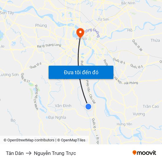 Tân Dân to Nguyễn Trung Trực map