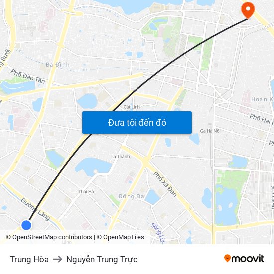Trung Hòa to Nguyễn Trung Trực map