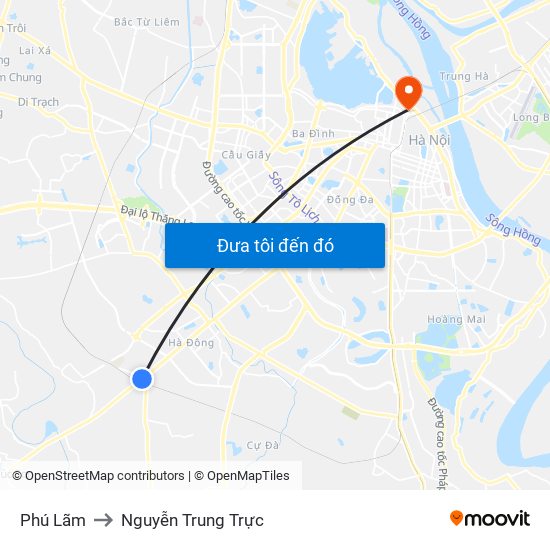 Phú Lãm to Nguyễn Trung Trực map