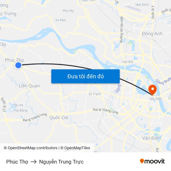 Phúc Thọ to Nguyễn Trung Trực map