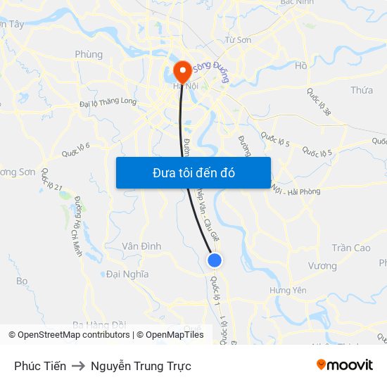 Phúc Tiến to Nguyễn Trung Trực map