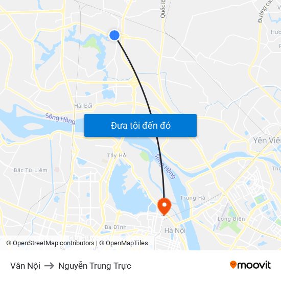 Vân Nội to Nguyễn Trung Trực map