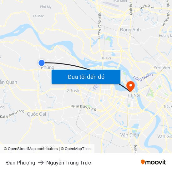 Đan Phượng to Nguyễn Trung Trực map
