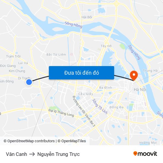 Vân Canh to Nguyễn Trung Trực map